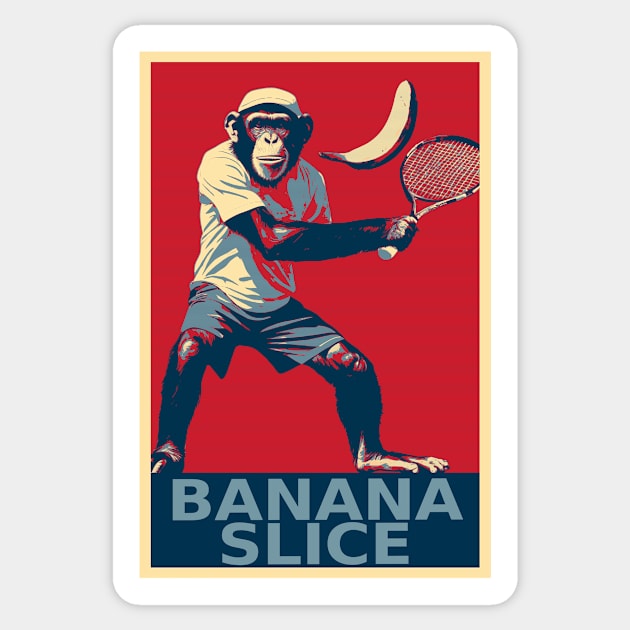 Banana Slice Funny Tennis Chimpanzee Sticker by DesignArchitect